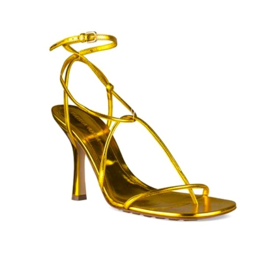 Bottega Veneta Gold Sandals with Strappy Design